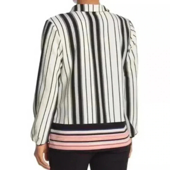 Beige By ECI Women’s Large Striped V Neck Tunic Long Sleeves Tassel Blouse - Picture 2 of 12